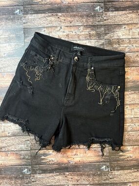 Risen Jeans Black Denim Shorts